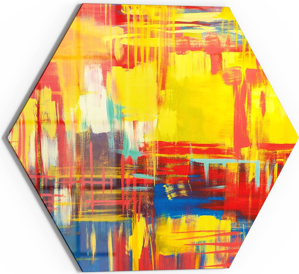 DEQORI Glasbild Echtglas 40x35 cm 'Feuerwerk der Farben' Wandbild Bild modern Deko