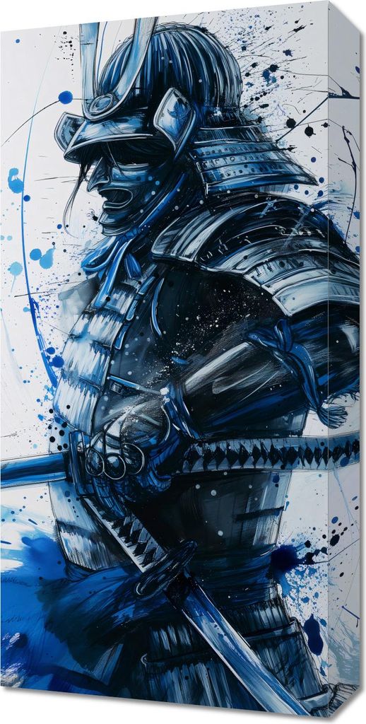 Bild 30x60cm Samurai in Blau