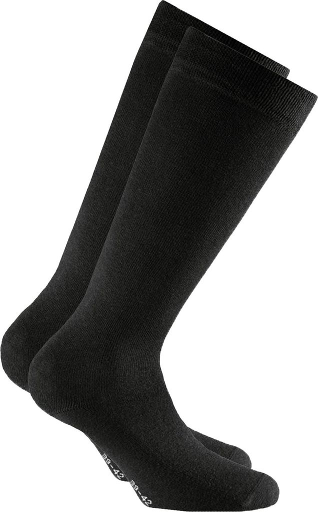 Rohner Basic Uni Kniestrümpfe, 2er Pack - Baumwolle II Long, Socken, Baumwoll-Mix Schwarz 35-38