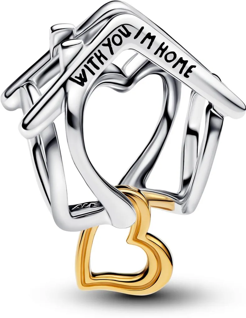 Charm Pandora Maison avec Cœur Or 14k et Argent 925 - Réf 764145C00