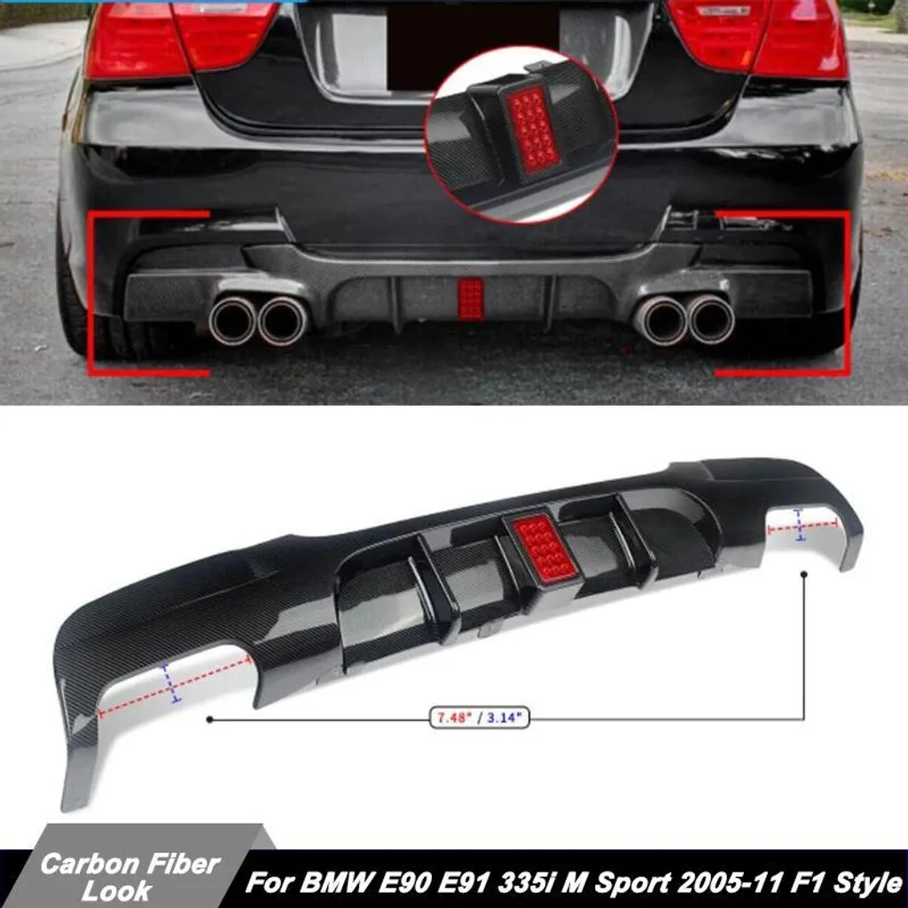 Diffuseur Arrière E90 E91 Style B en Plastique ABS Durable Noir - 2