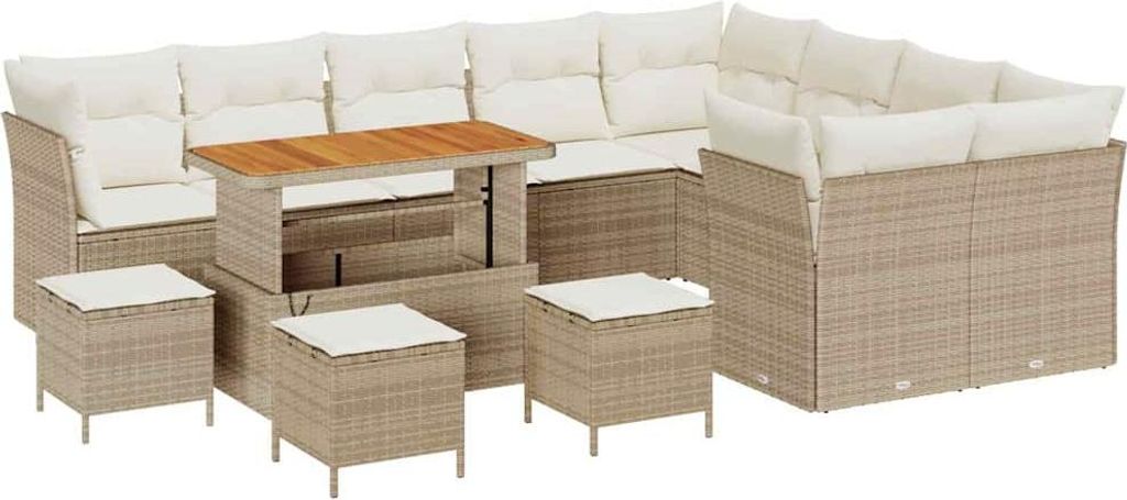 Gartensofa-set 13 pcs Beige Poly-Rattan
