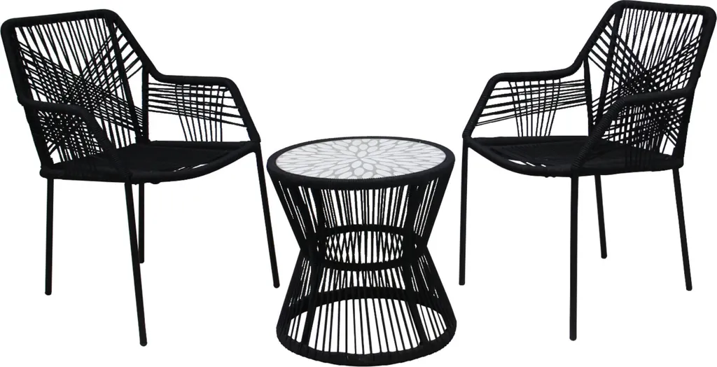 Salon de Jardin Compact Résistant aux Intempéries avec Table Mosaïque