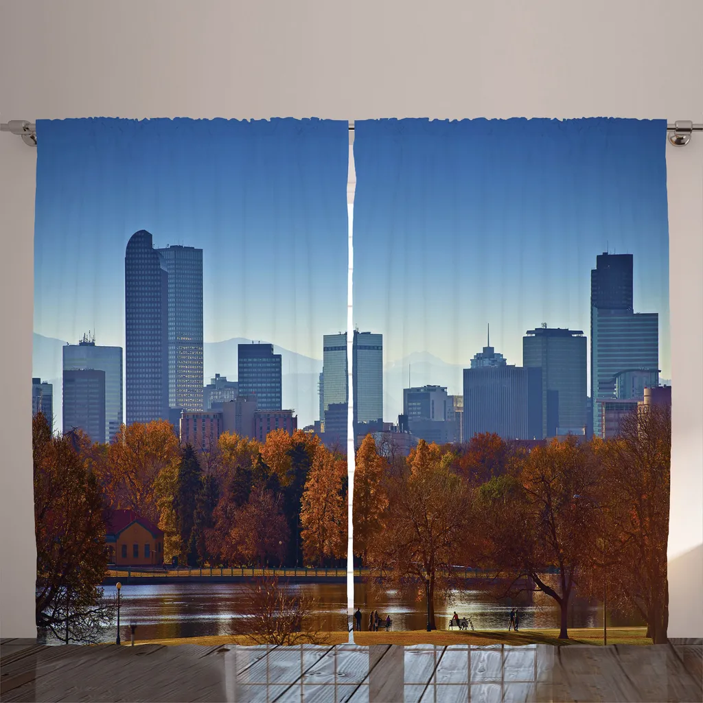 Paire de Rideaux de Salon avec Motif Ville Denver 280x225 cm Multicolore