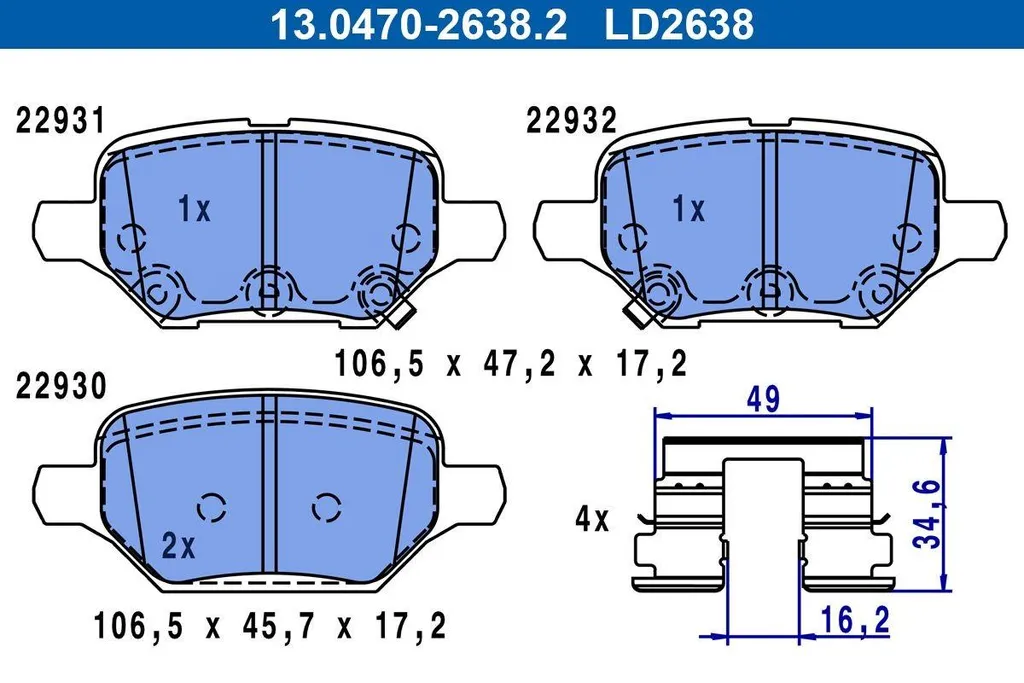 Plaquettes de Frein Silencieuses en Céramique pour Opel Mokka 1.8