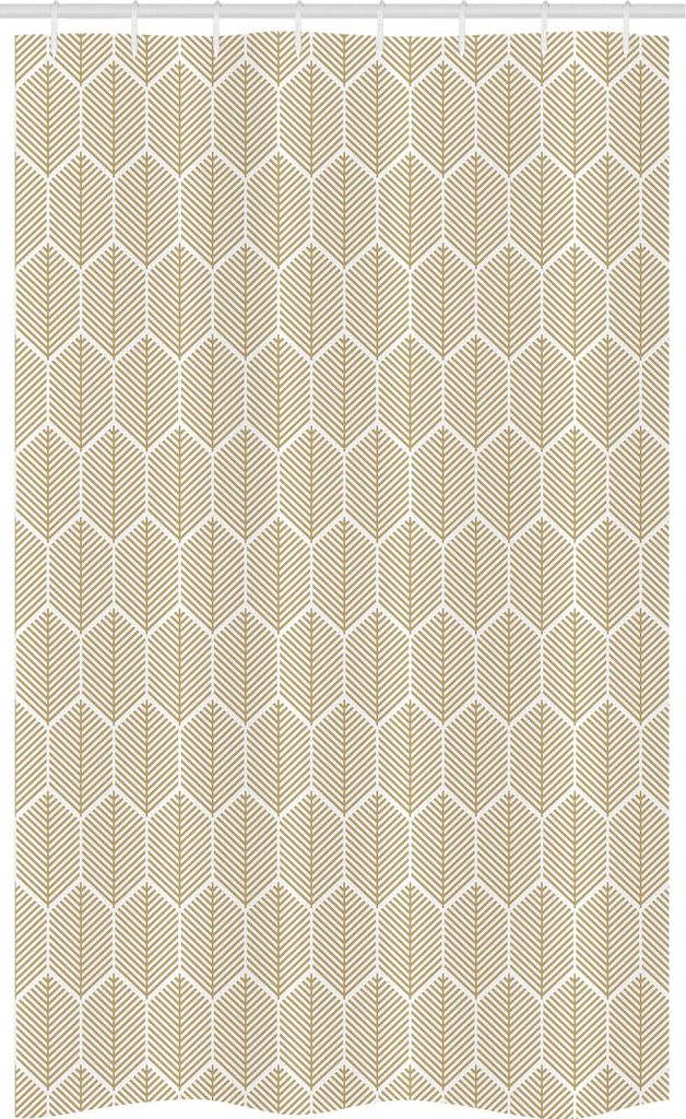 ABAKUHAUS Geometrisch Schmaler Duschvorhang, Honeycomb Sequence, Badezimmer Deko Set aus Stoff mit Haken, 120 x 180 cm, Pale Brown und Weiß