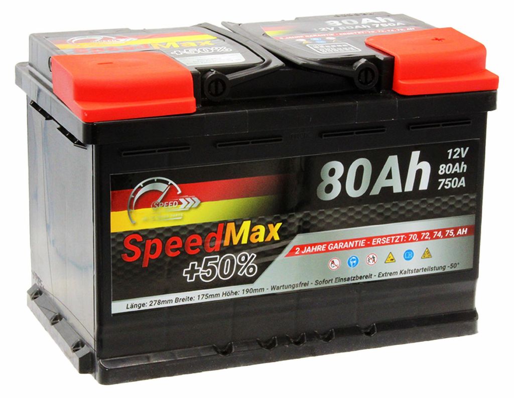 SPEED MAX Batterie de voiture +50% 12V 80Ah 750A borne Image du produit 