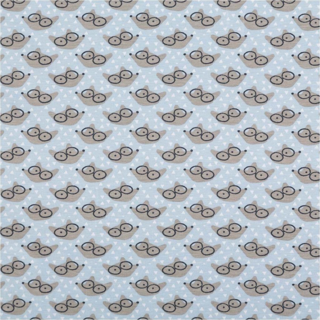 Jersey Stoff Baumwolljersey Fauzy Füchse hellblau 1,50m Breite