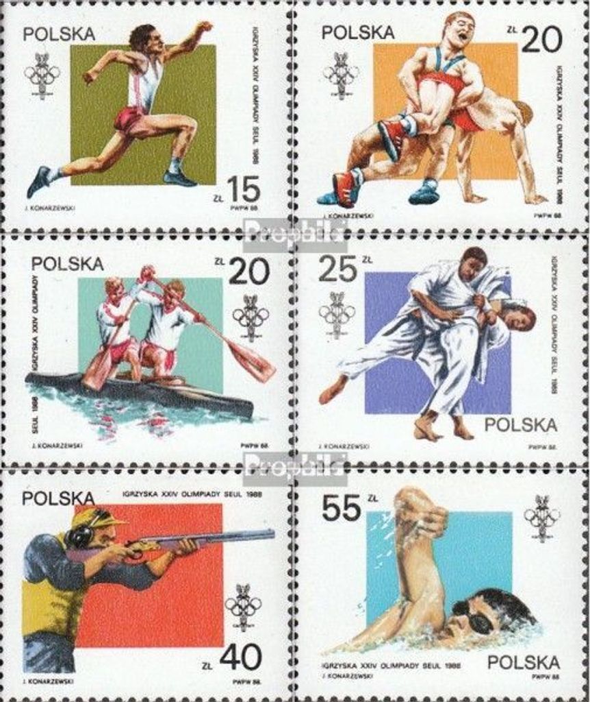 Briefmarken Polen 1988 Mi 3149-3154 (kompl.Ausg.) postfrisch Olympische Sommerspiele