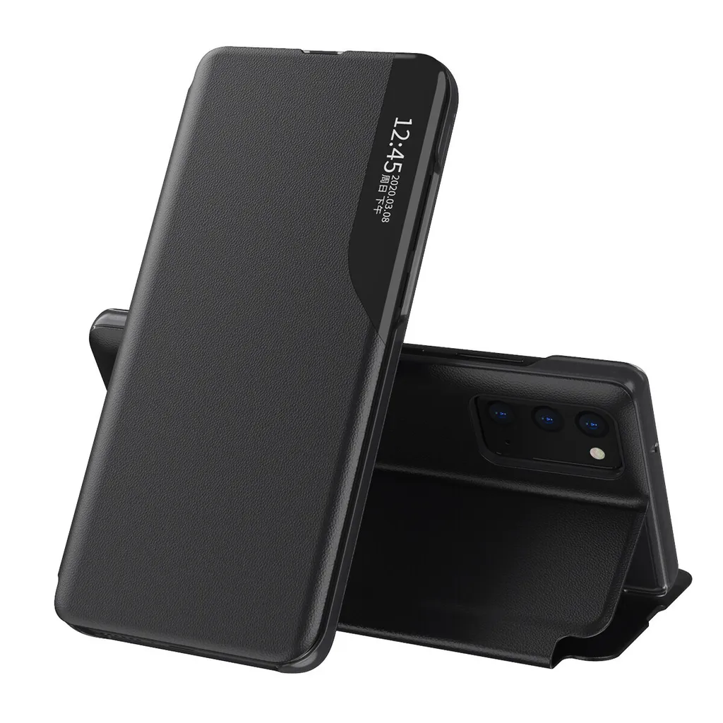 Slim Flip Cover Samsung A52 5G: View Window e Funzione Stand Nera - 1