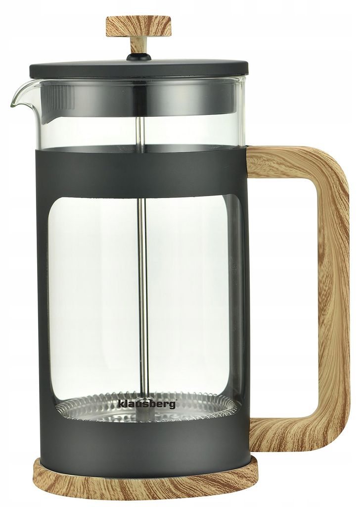 KLAUSBERG KB-7681 1,0 l French Press Kaffee-/Teezubereiter mit Holzgriff