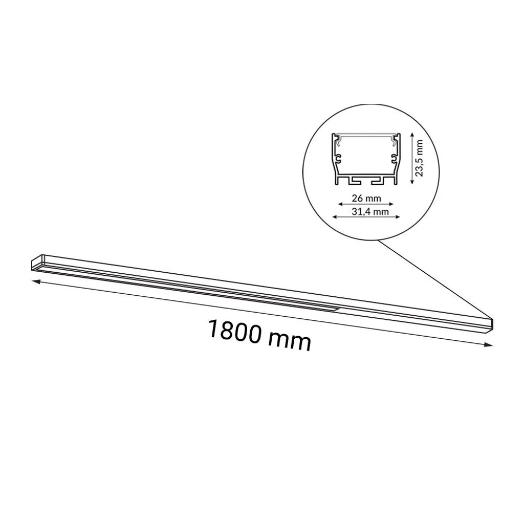 Plafonnier LED 30W lumière neutre 180cm HIATE noir design minimaliste
