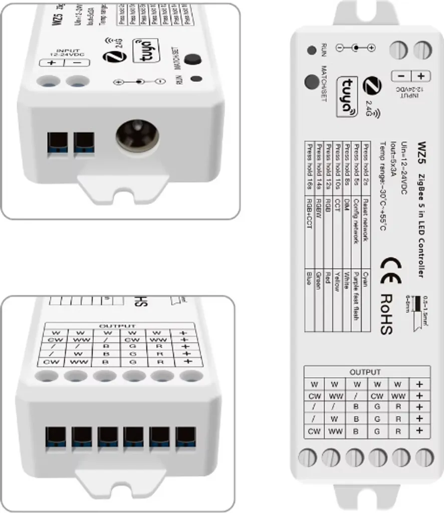 Unità Controllo LED 5in1 Tuya ZigBee DC 12-24V | Centralina Professionale