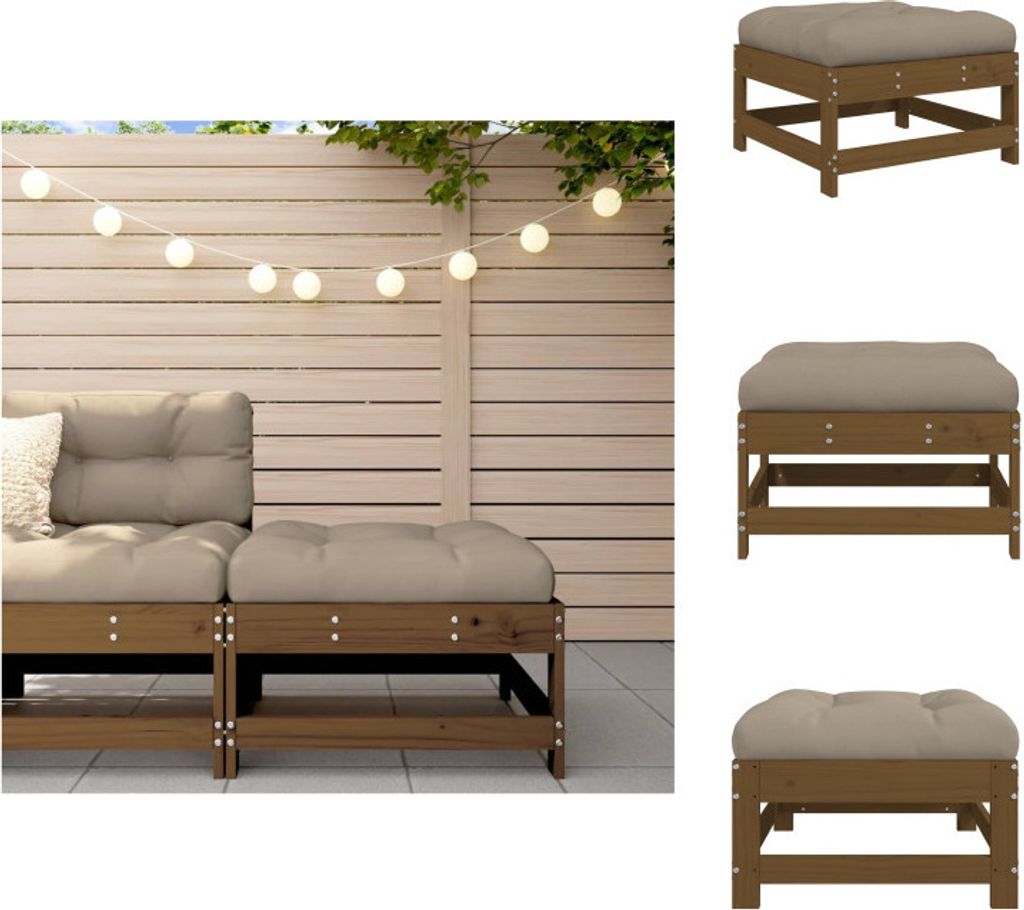 vidaXL Gartenhocker mit Kissen Honigbraun Massivholz Kiefer Produktbild 
