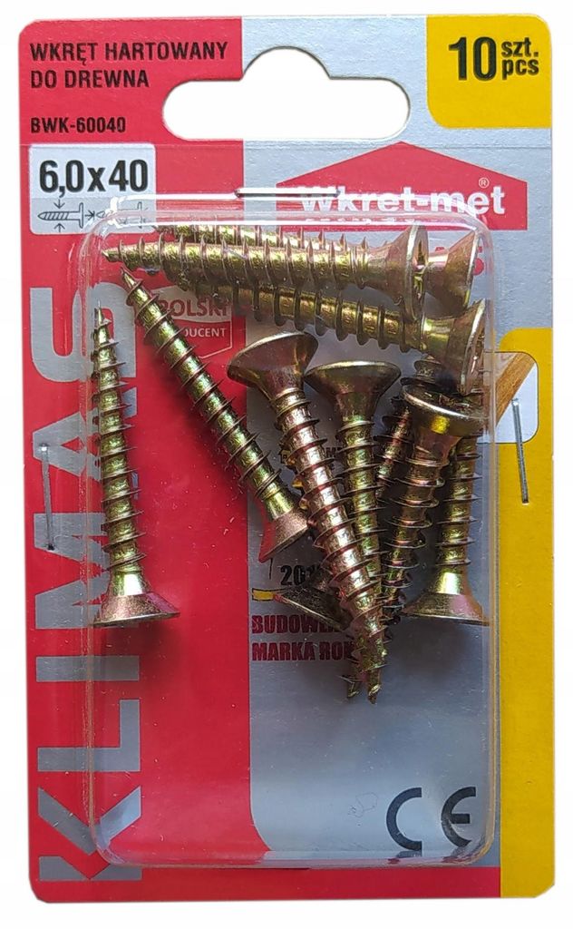 Tvrzené vruty do dřeva 6x40mm 10ks PZ3 zlaté Obrázek produktu 
