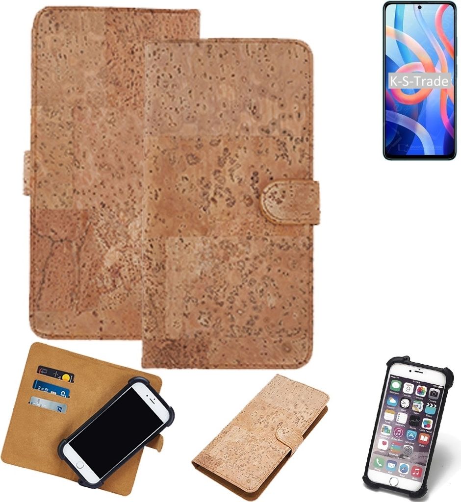 K-S-Trade Hülle kompatibel mit Xiaomi Redmi Note 11 Kork Handyhülle Cover Schutzhülle TPU Case Bumper in Hellbraun, (1x)