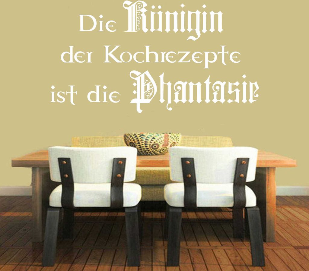 Wandtattoo - Wandaufkleber - Wandtattoo "Die Königin der Kochrezepte" - 112cm x 58cm Weiß - Dekoration Küche Wohnzimmer Wand