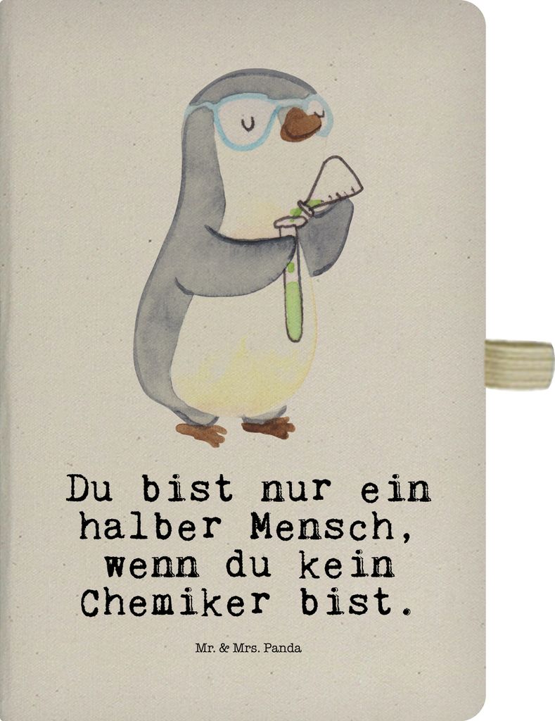 Mr. & Mrs. Panda A5 Journal Chemiker Herz - Transparent - Geschenk, Tagebuch, Kladde, Heft, Spruch, Wissenschaftler, Beruf, Reisetagebuch, Labor, n...