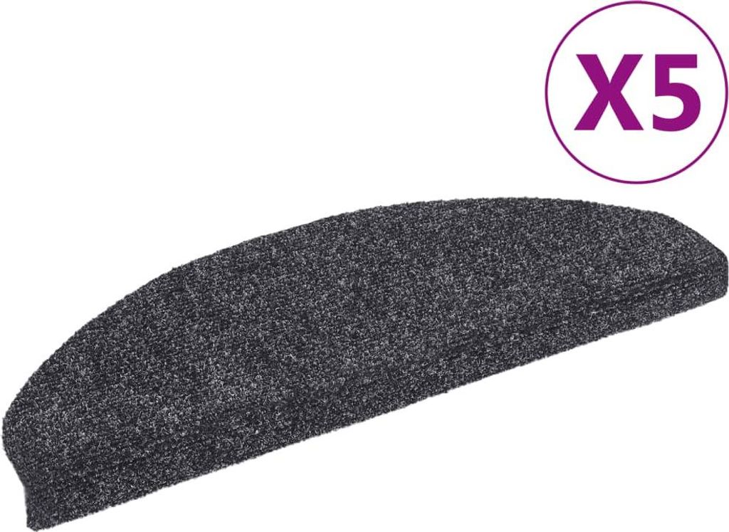 vidaXL Stufenmatten Selbstklebend 5 Stk. 65x21x4 cm Dunkelgrau Halbrund Groß
