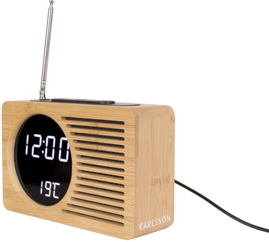 Karlsson - Réveil Retro Radio Bamboo - Bambou Image du produit 