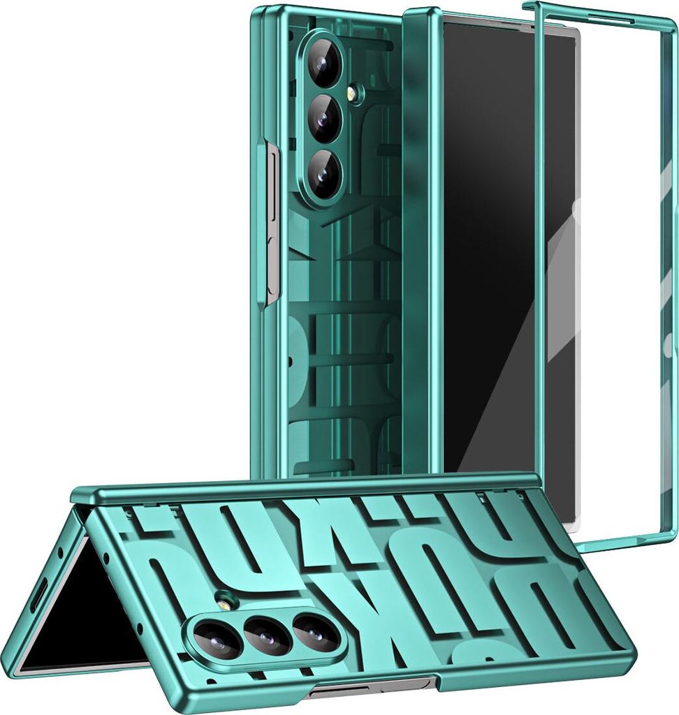 Hülle für Samsung Galaxy Z Fold 7 Hülle mit Displayschutz und Scharnierschutz, Galvanisierter Klar Schutzhülle Grün