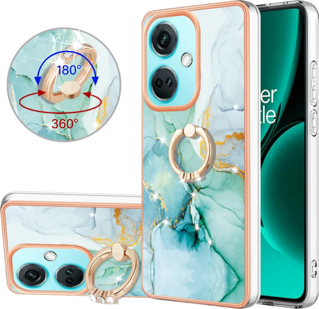 Custodia Marble per OnePlus Nord CE3, custodia protettiva in silicone TPU con supporto ad anello Caffè