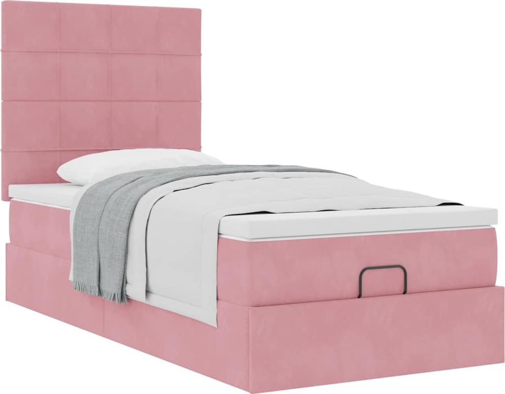 Ottoman-Bett mit Matratzen Rosa 80x200 cm Samt