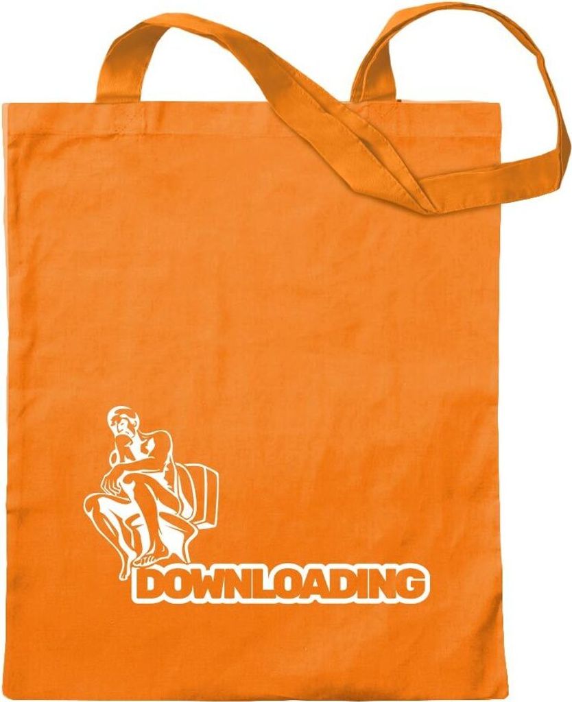 Kiwistar - Baumwolltasche - mandarin - Downloading - Kacke - Klo - Shit - Tragetasche Stoffbeutel Umhängetasche langer Henkel
