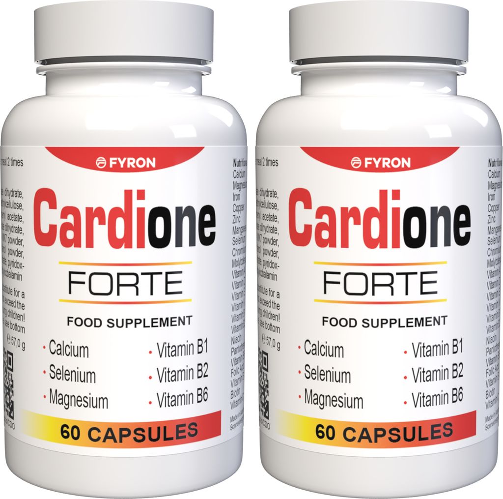 Cardione Forte - 120 Kapseln (2x60) hochdosiert - Original Rezept aus der Schweiz - Vegan & Pflanzlich mit Vitaminen & Mineralien - 2er Pack