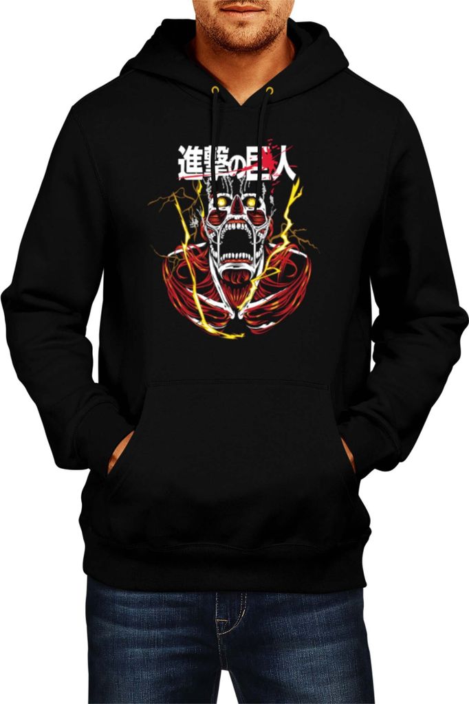 Herren Kapuzenpullover Japan Anime Manga Attack Anime On Titan Colosal Colosal Fight, Man S / Schwarz