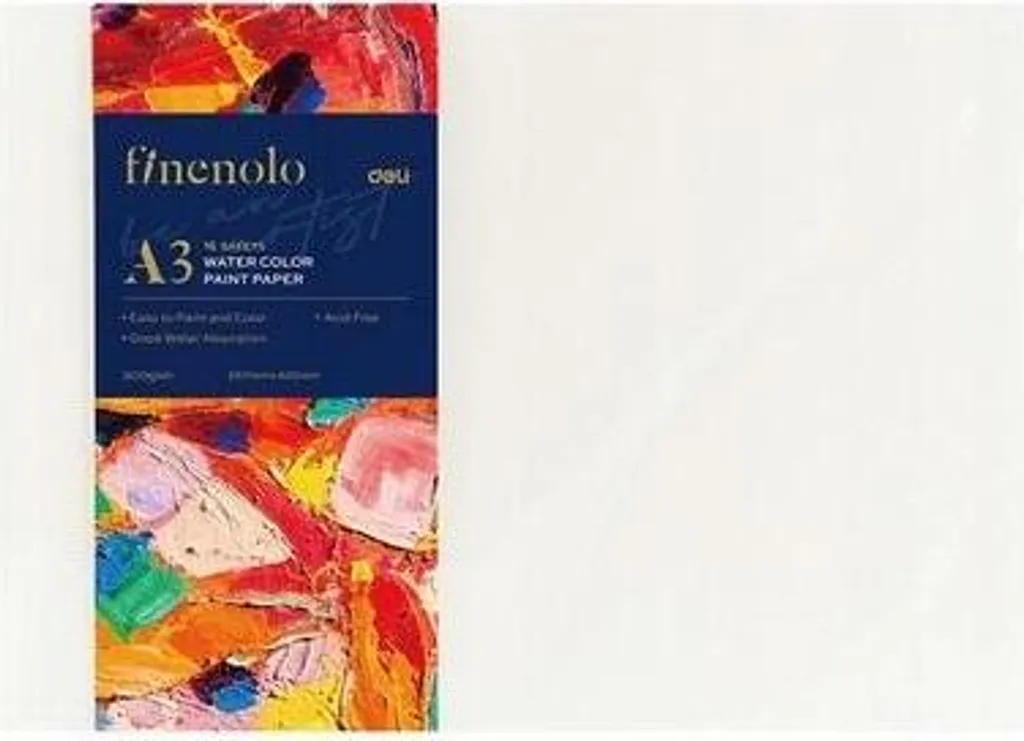 Bloc Papier Dessin Aquarelle Deli A3 - 300g/m² 16 Feuilles - Grain Fin