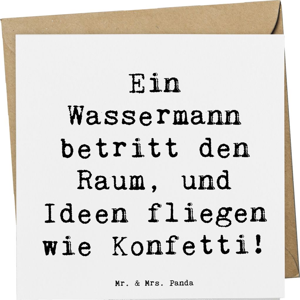 Mr. & Mrs. Panda Glückwunschkarte Spruch Wassermann Ideenflug - Weiß - Geschenk, anlasskarte, Geschenke, Inspiration, Sternzeichen, Ideen, faltka...