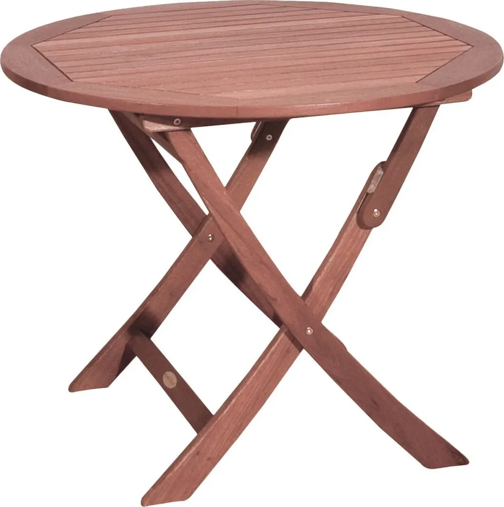 Table de jardin ronde pliante STOCKHOLM en bois exotique 90 cm de large