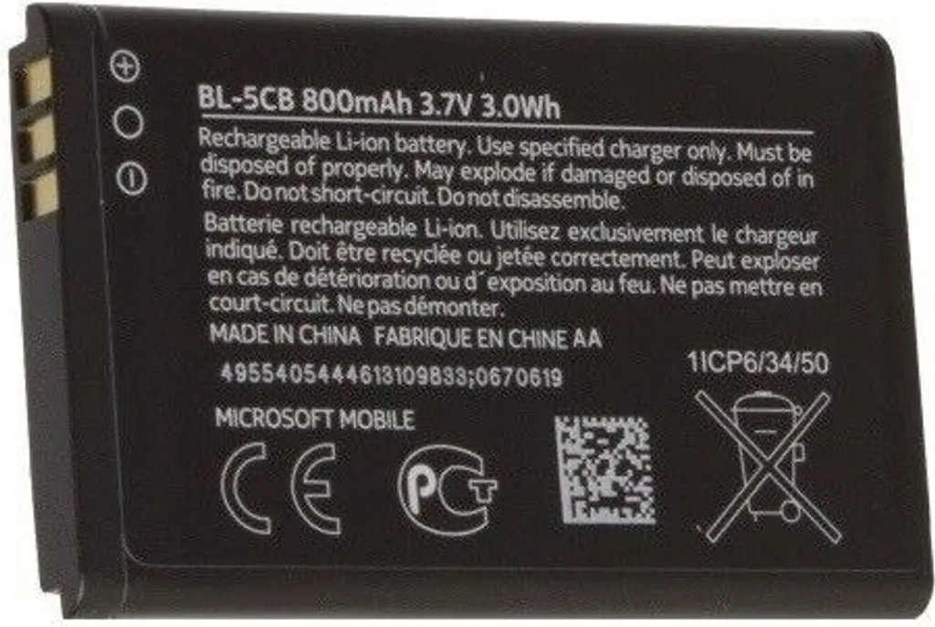 Batteria Originale Nokia BL-5CB | Ricambio per 1616 1800 C1-02 X2-05