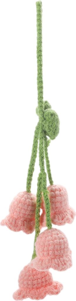1 Stück Baumwoll-Leinen-Stoff 4 Maiglöckchen Blumen Auto Rückspiegel Anhänger Zubehör Auto Hängeschmuck Pink