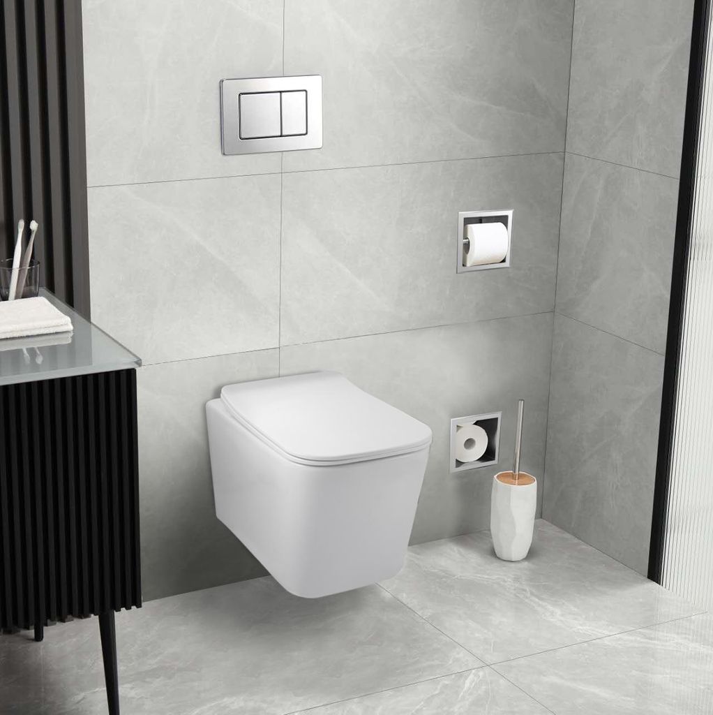 Balneo Hänge WC LUGA Spülrandlos 52×34×37,5 cm WC-Sitz mit Absenkautomatik weiß