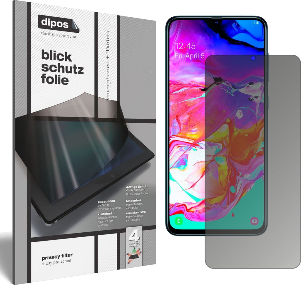 Blickschutzfolie für Samsung Galaxy A70s matt Schutzfolie Folie Display Schutz dipos