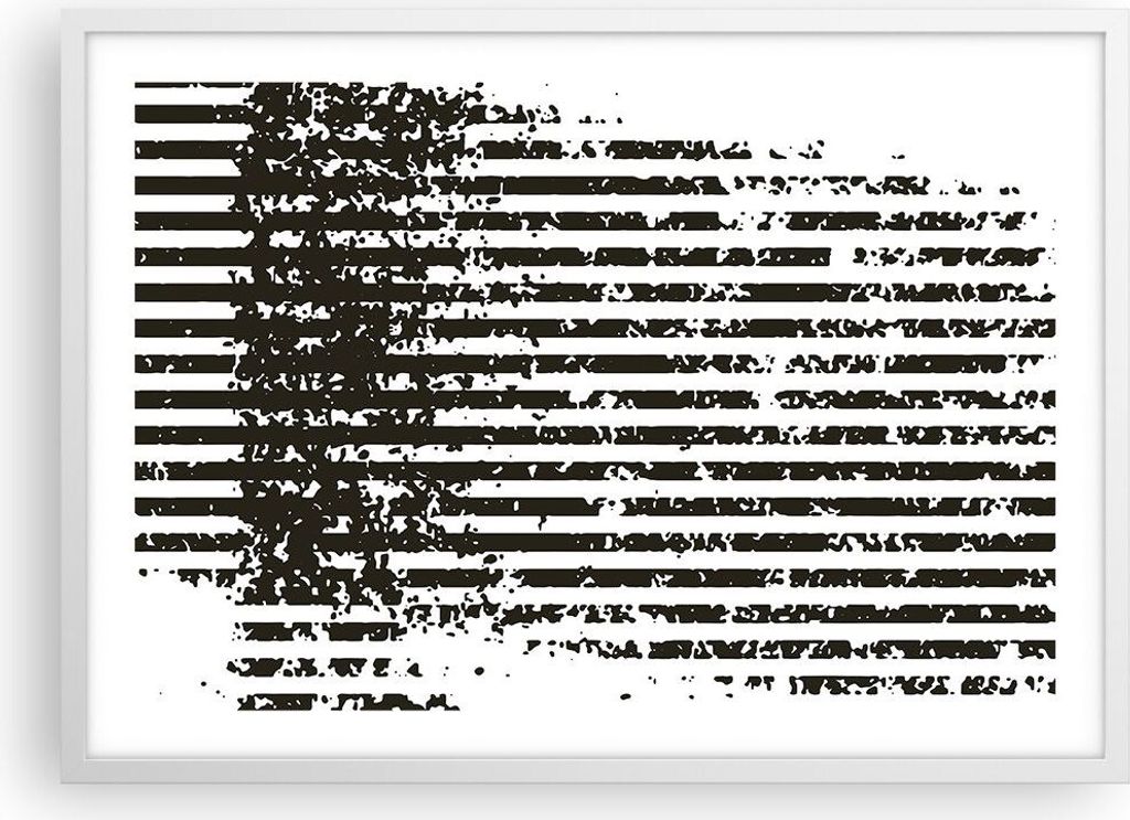 Gerahmtes Poster - Weißer Rahmen - Abstraktion Schwarz Gürtel - 70x50 cm - Wand Bild - Wanddeko - Wandbilder - Kunstposter - Wandposter - Bilderr...
