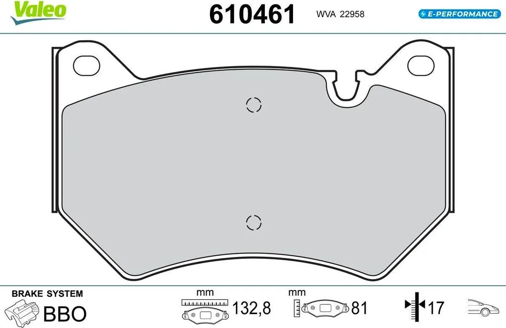 Plaquettes de frein Valeo 610461 E-Performance freinage silencieux