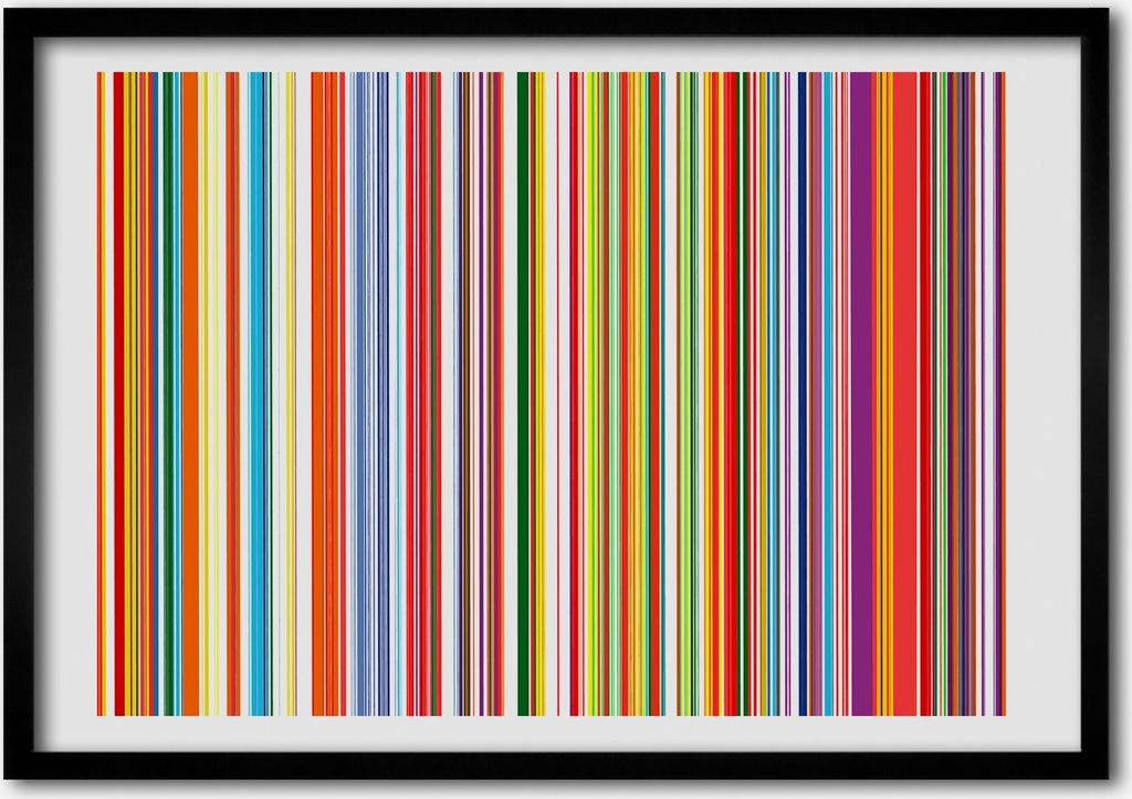 Bild - Bilder - Bilderrahmen - 70 cm x 50 cm - MDF-Rahmen, Wandkunst bunte Streifen