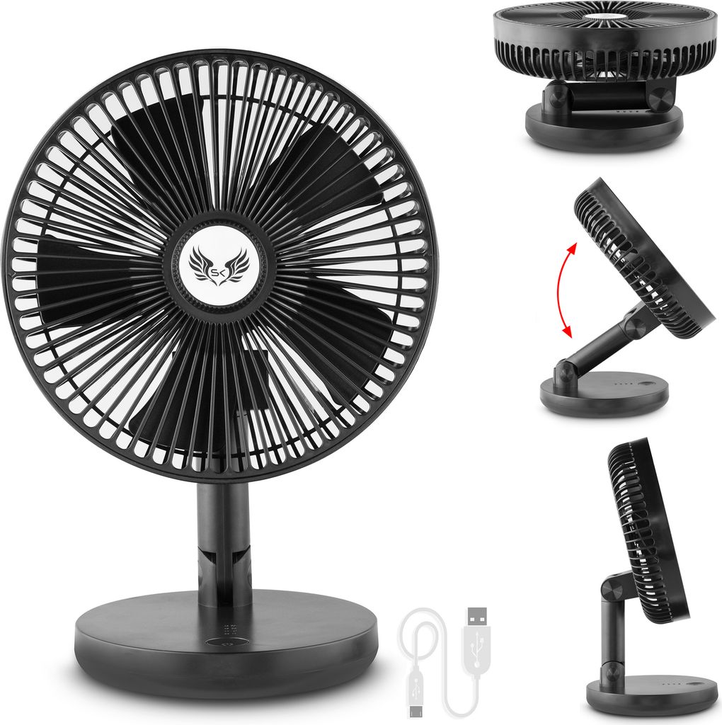SK USB Akku Mini Tischventilator faltbar klappbar Tisch Ventilator Lüfter 521
