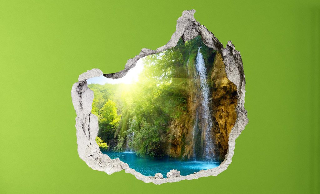 Wandbild Glow Waterfall Sticker 3D civil Life Foto Tapete Wandtattoo ca. 125x100 cm #1509