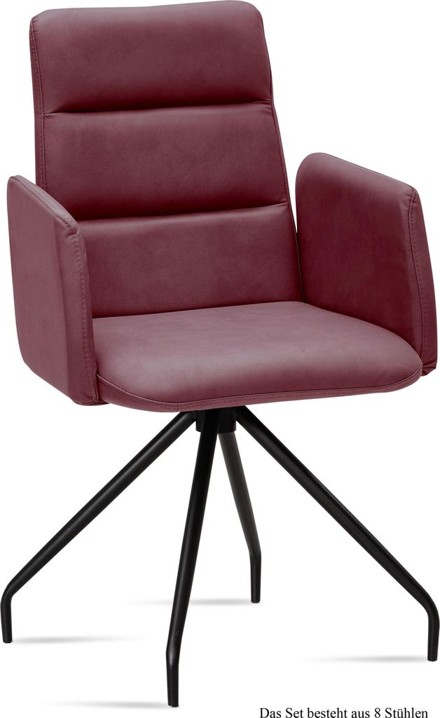Armlehnstuhl (8er-Set) Devora 52x92x60 Schwarz/Marsala