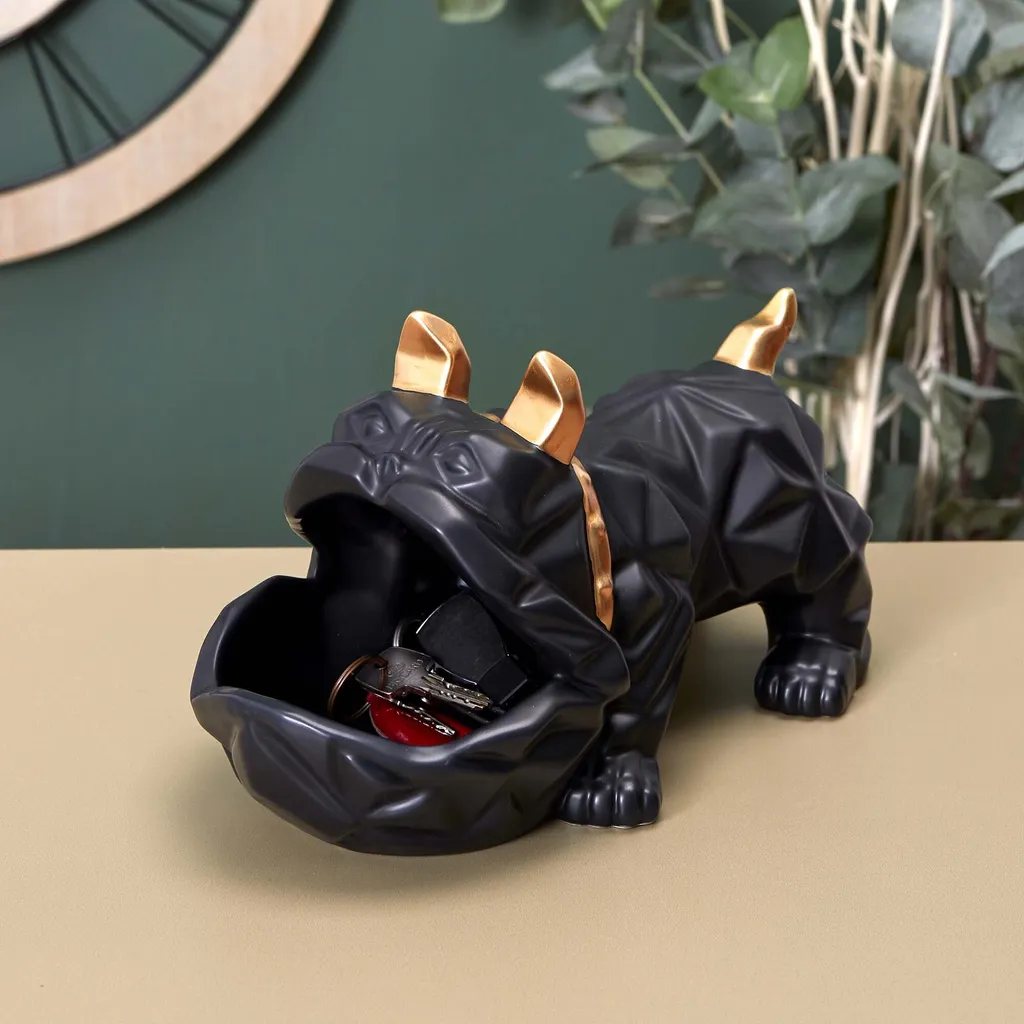 Ne Perdez Plus Vos Clés : Vide-Poche Bouledogue Noir Céramique Design