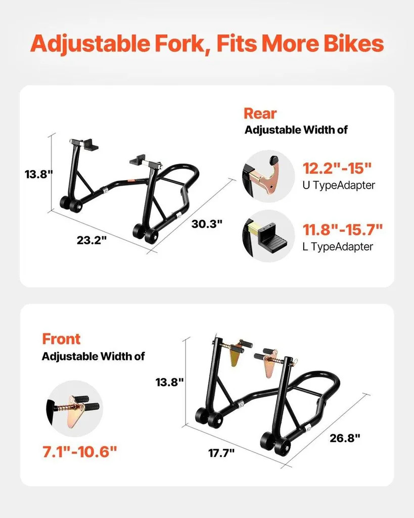 Support de moto avant et arrière Spoolift Paddock de 1100 lb noir