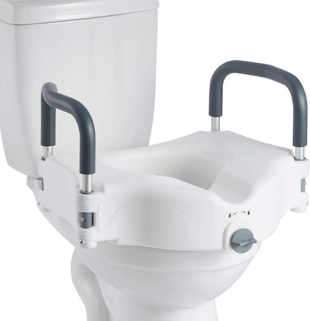 Siège de Toilette Surélevé Ergonomique avec Poignées Latérales de Sécurité
