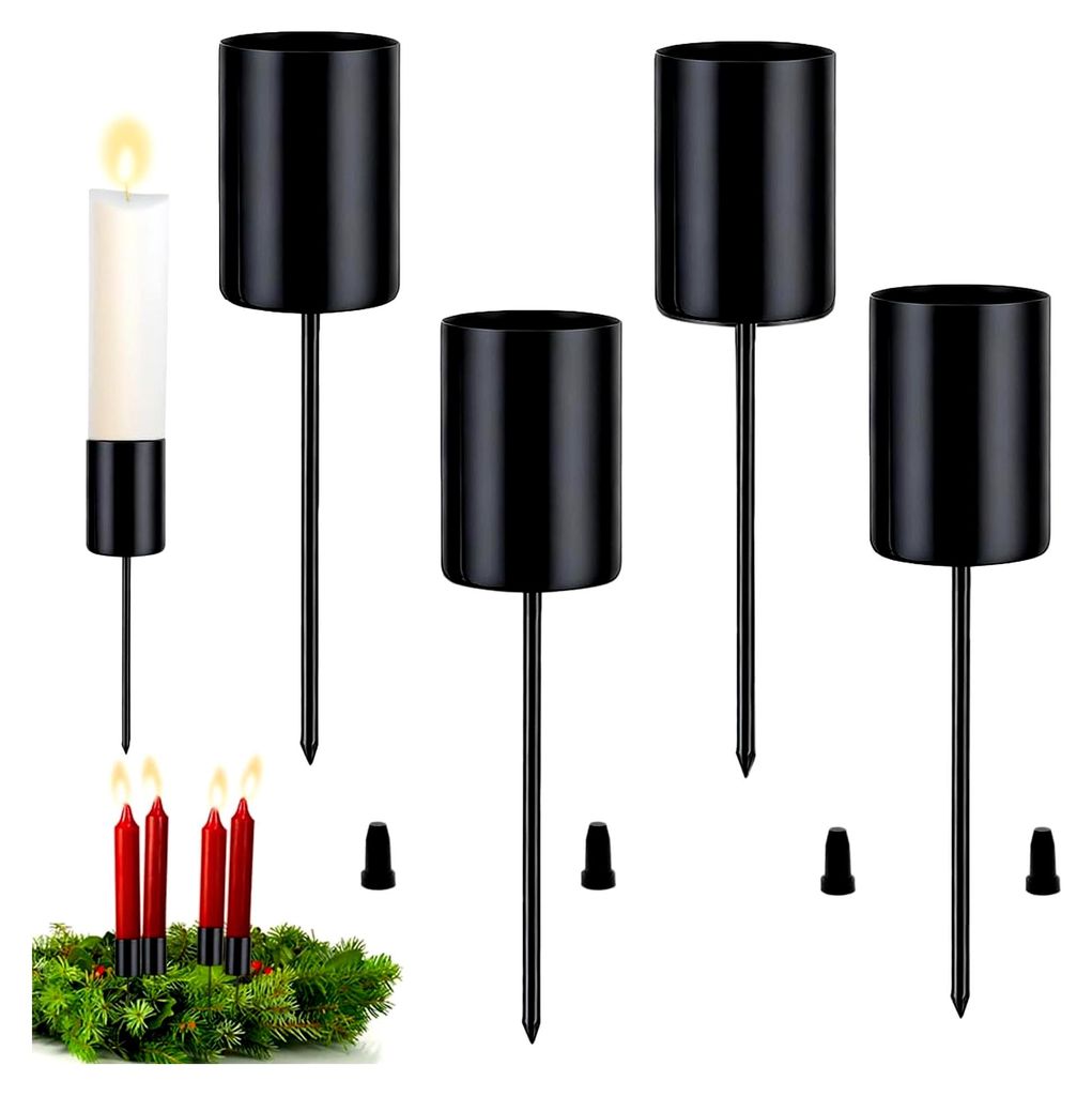 4 Stück Stabkerzenhalter für Adventskranz, Tischdeko und Fensterbank
