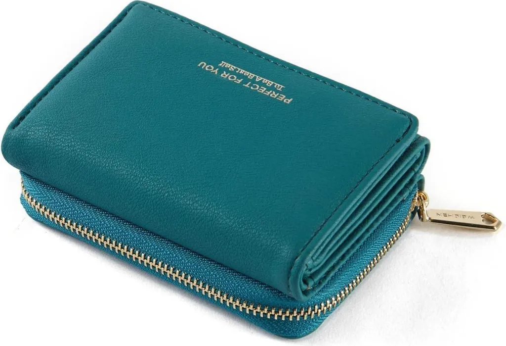 Mini Portafoglio Donna Verde Mare ANYWN Eco-Pelle Magnetico