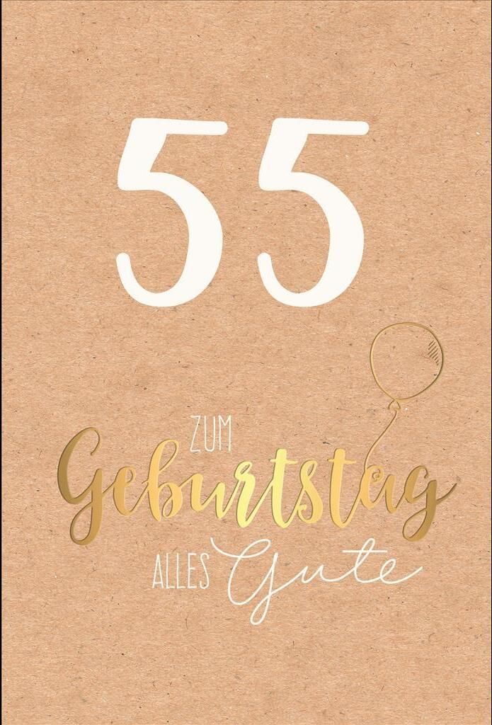 55. Geburtstag - Karte mit Umschlag - Schriftkarte - mit Goldfolie