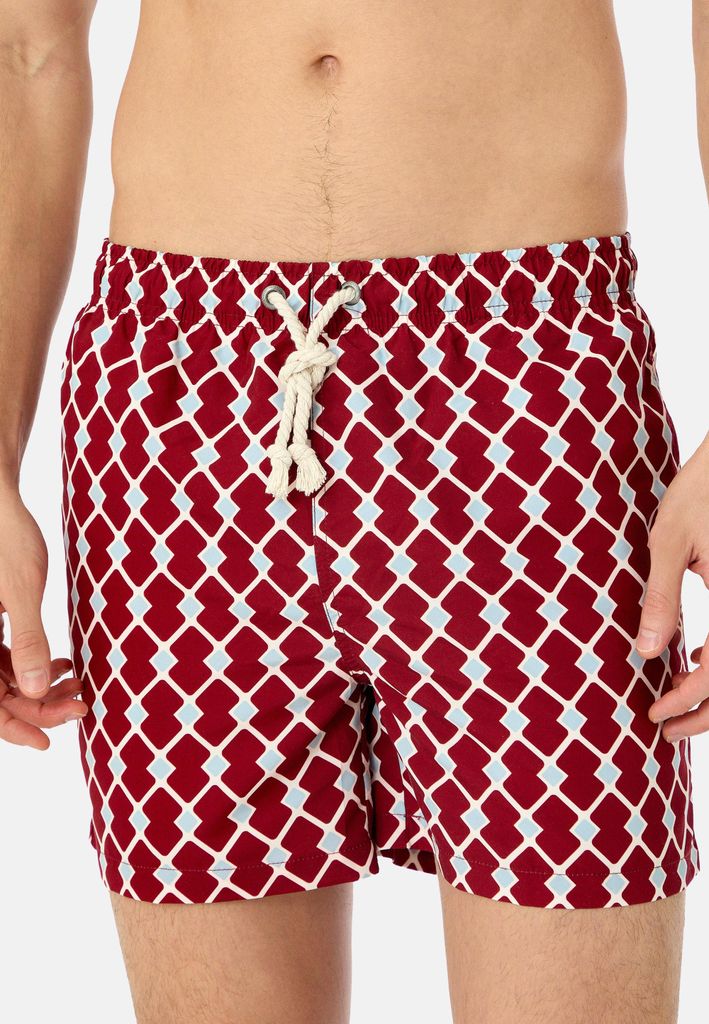 Gassa d'Amante Badeshorts Portofino mit verstellbarem Dehnbund und Kordelzug Rot XL